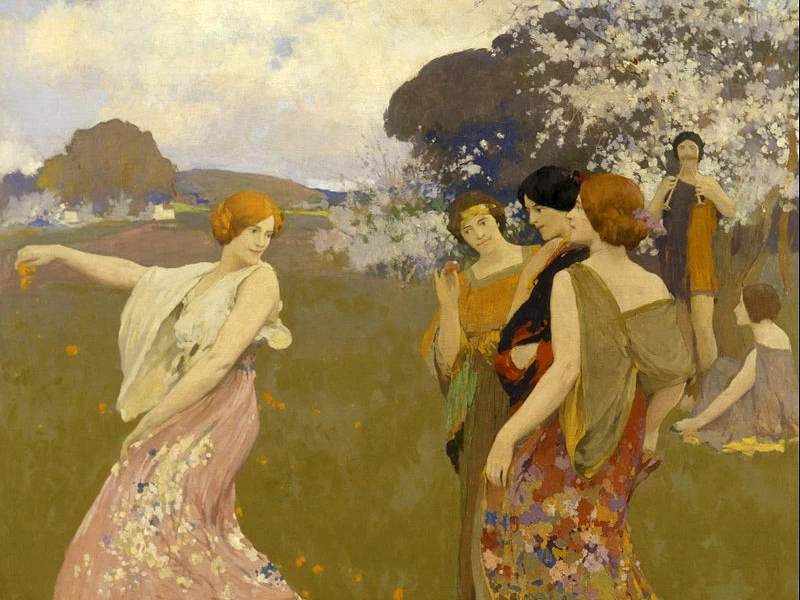 1860-Arthur F. Mathews - Danza di primavera